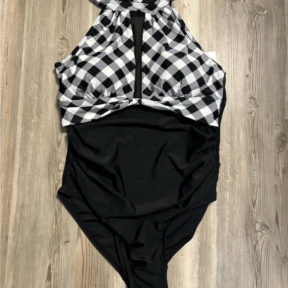 Cromi NWT one piece Slimming Swimsuit, Black and Plaid, XL - Picture 7 of 7